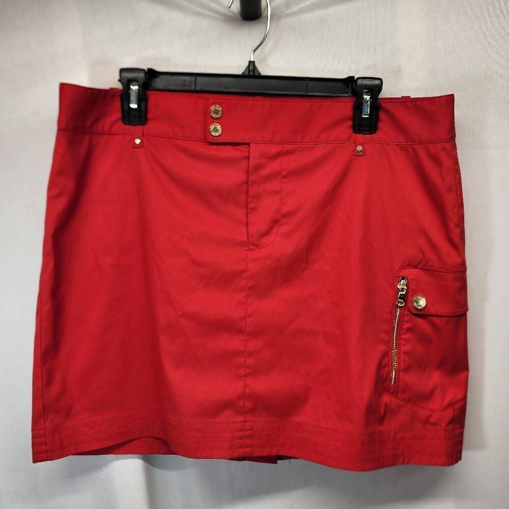 Ralph Lauren Golf Women's 12 Red Cargo Skort Gold Accents Comfort Athletic